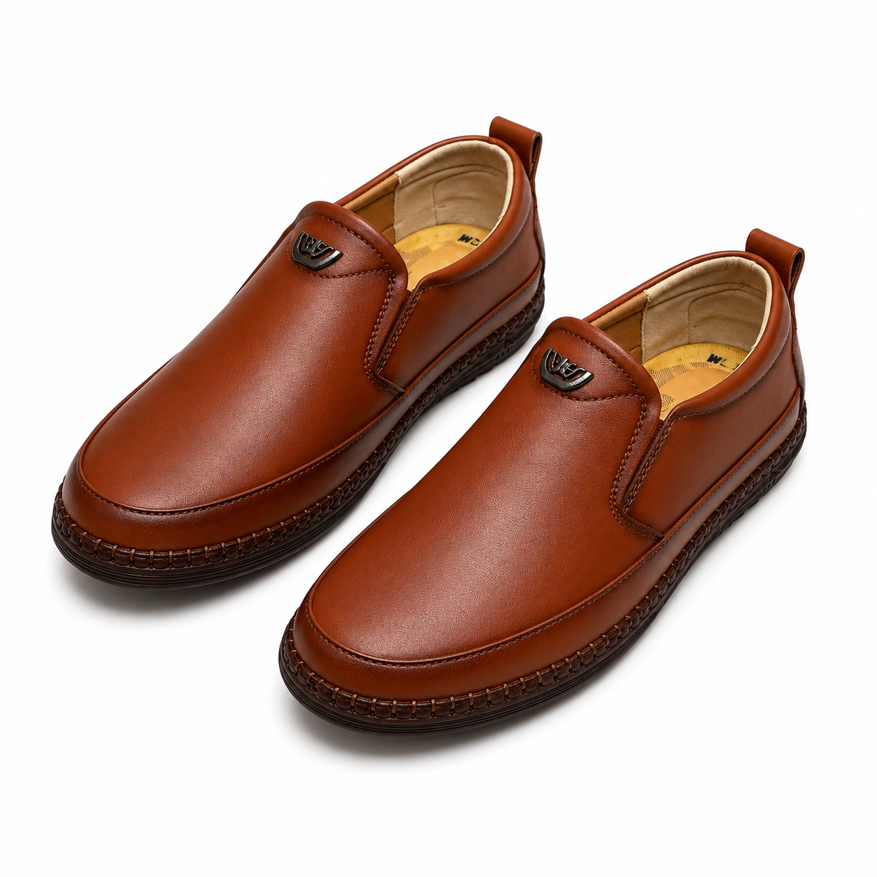 Premium Brown Leather Slip-On Loafers for Men – Comfortable Casual Shoes