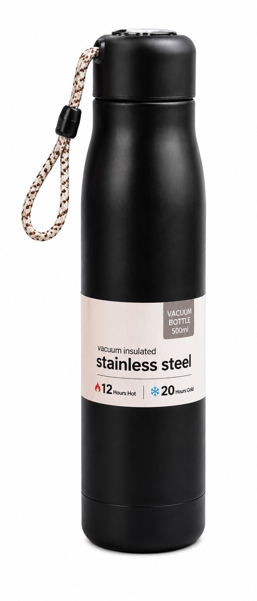 Stainless Steel Vacuum Insulated Flask Water Bottle with Carrying Loop – Keep Hot & Cold (500ml)