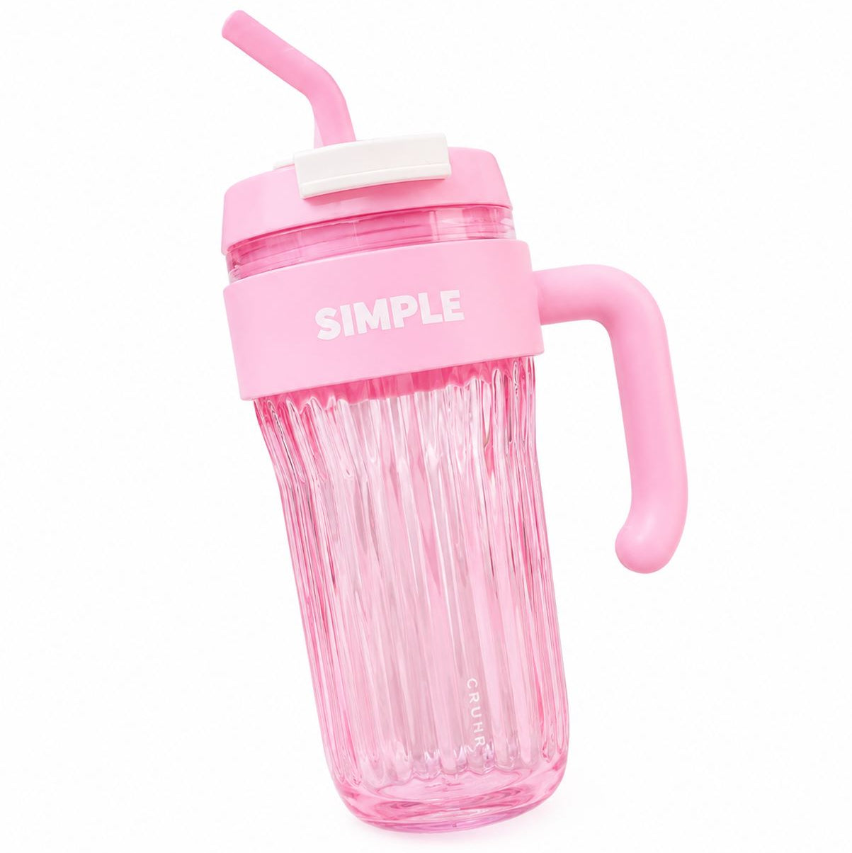 Simple Premium Ribbed Tumbler Cup with Handle & Straw – Lavender