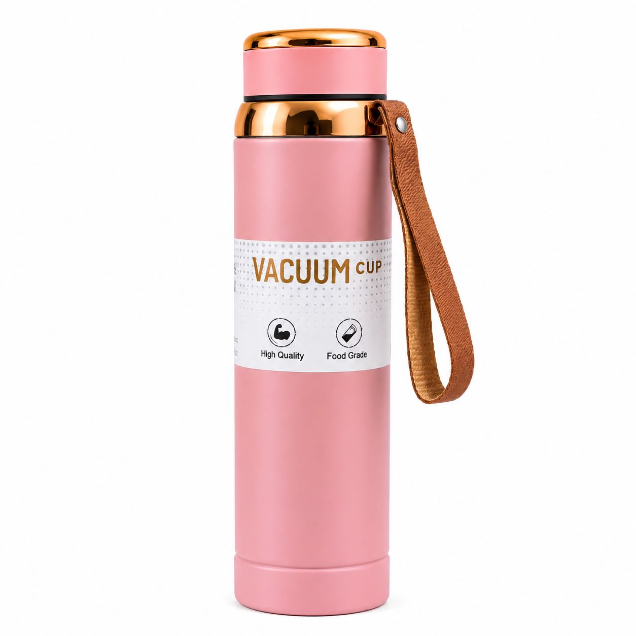 Premium Pink Vacuum Insulated Bottle with Strap – 1000ml