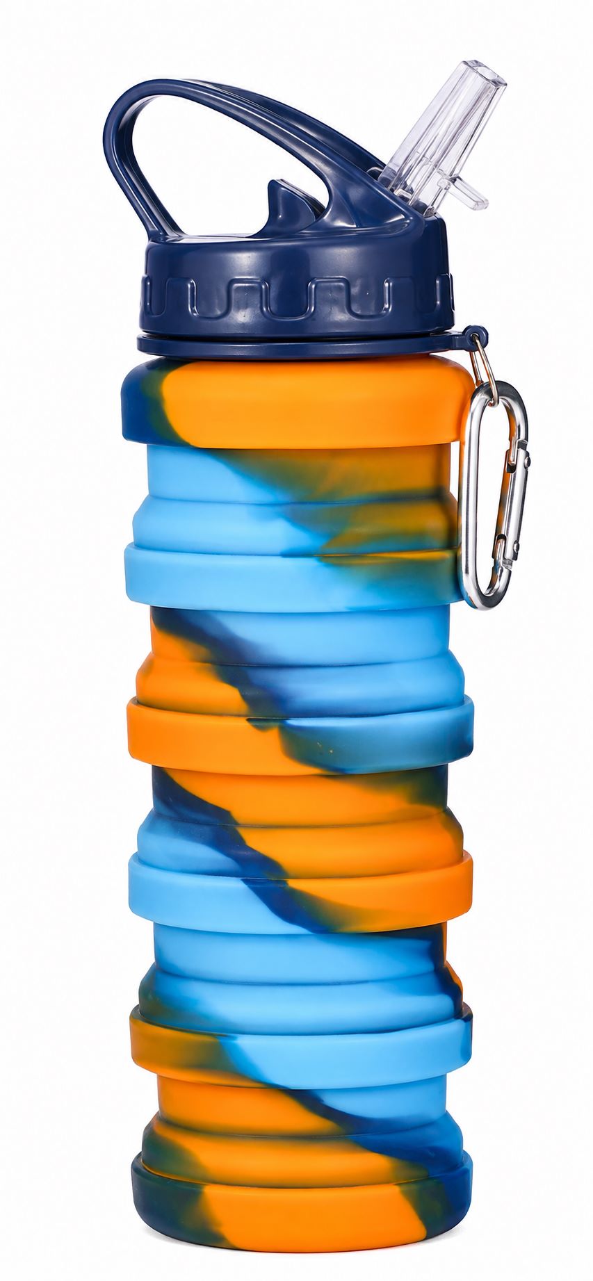 Collapsible Silicone Water Bottle with Carabiner – Foldable Reusable Bottle