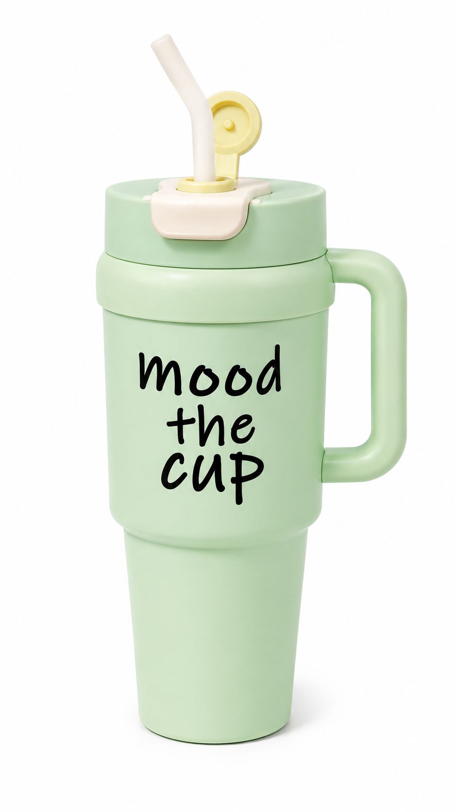 Mood Coffee Cup – Insulated Travel Tumbler with Handle & Straw