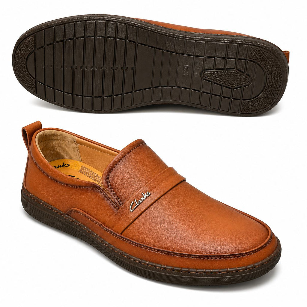 Men's Premium Tan Slip-On Casual Loafers – Soft Comfort Everyday Shoes