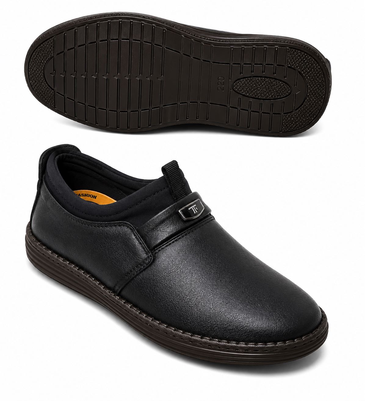 Premium Black Slip-On Casual Shoes for Men | Soft Comfort | Lightweight Everyday Wear