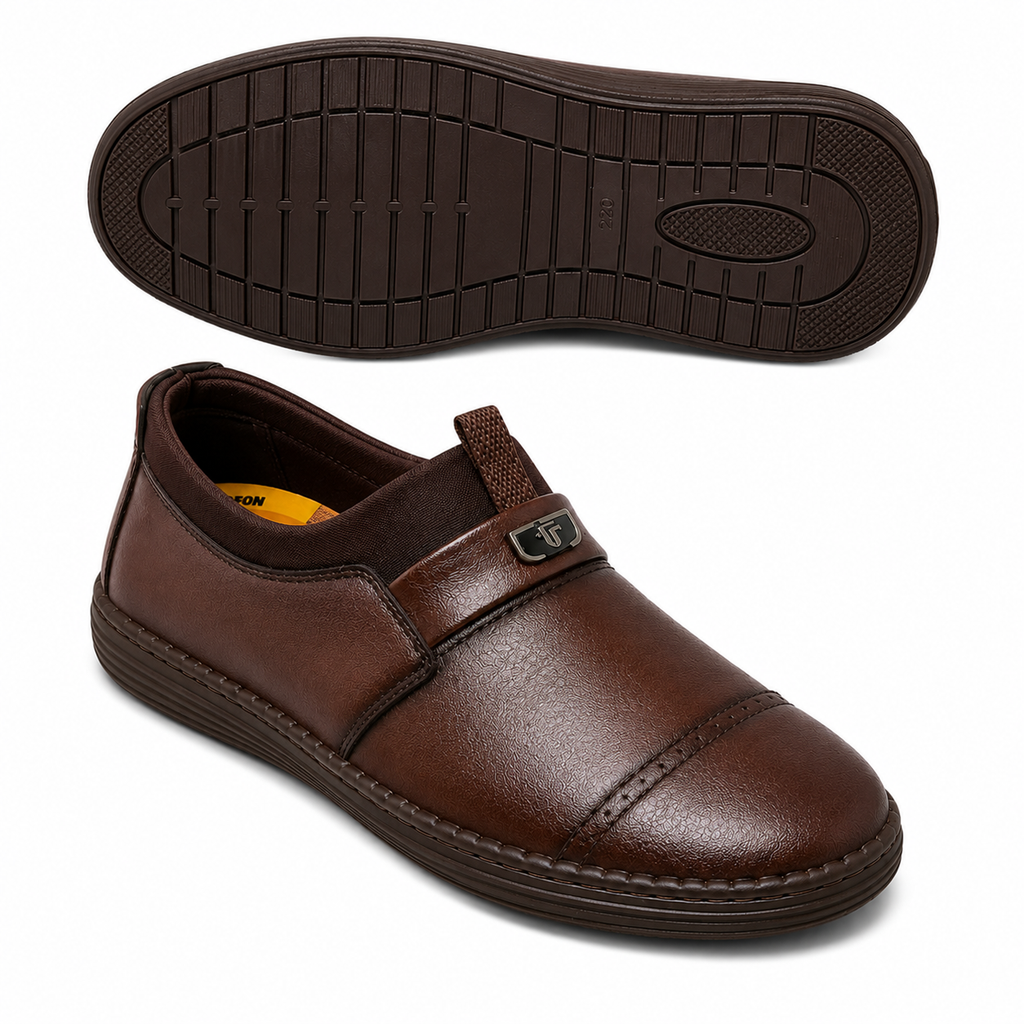 Men's Premium Brown Slip-On Casual Shoes | Soft Comfort | Lightweight Everyday Wear