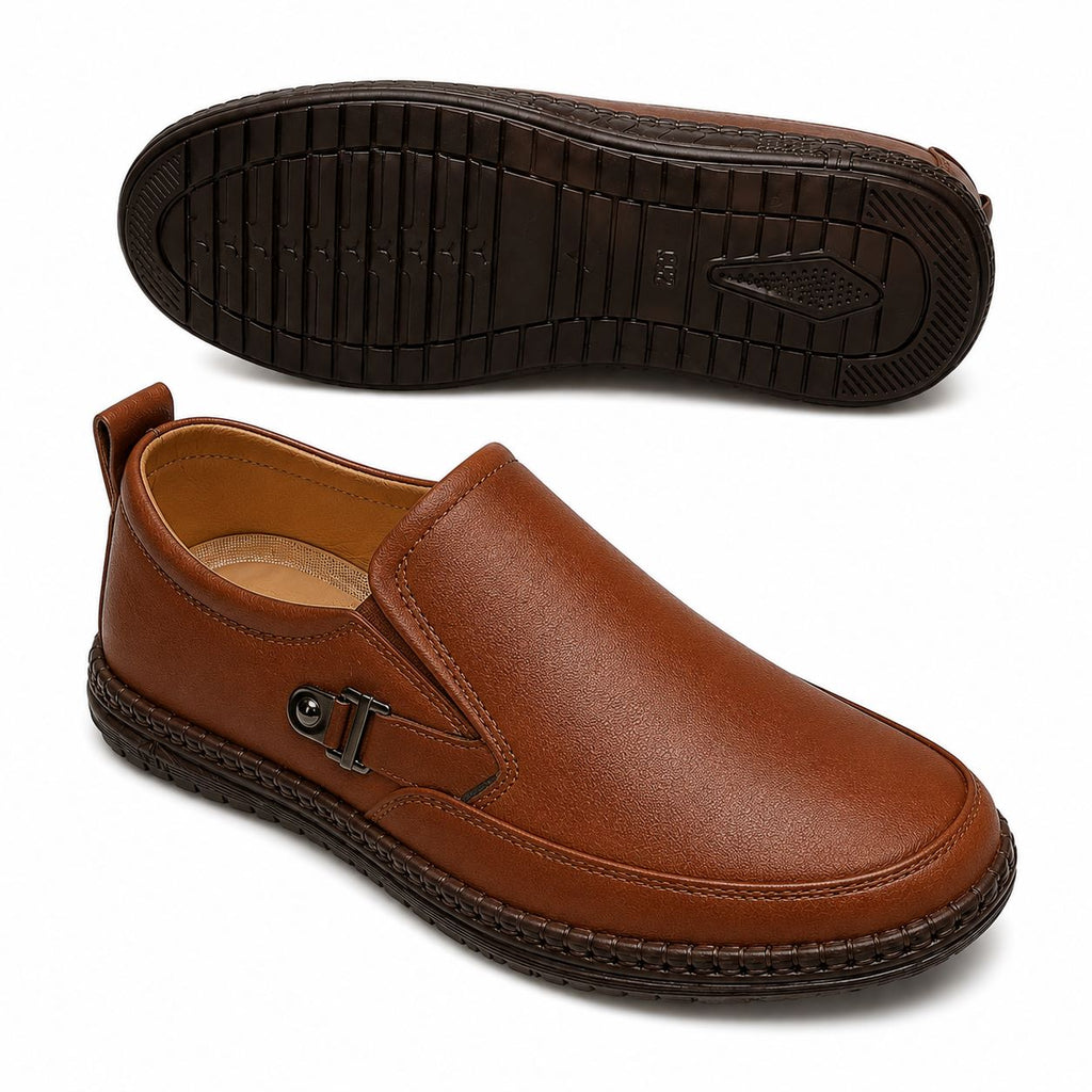 Men's Premium Brown Slip-On Casual Loafers | Soft Comfort Everyday Shoes