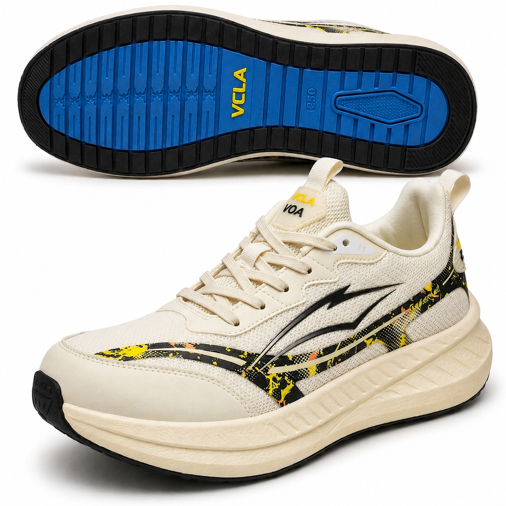 Men's Premium Sports Running Shoes – Lightweight, Comfortable & Stylish Sneakers (Cream/Black)