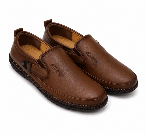 Clarks Premium Brown Leather Slip-On Casual Shoes For Men