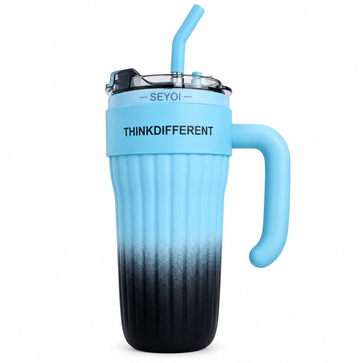 SEYON ThinkDifferent Gradient Travel Tumbler with Handle & Straw