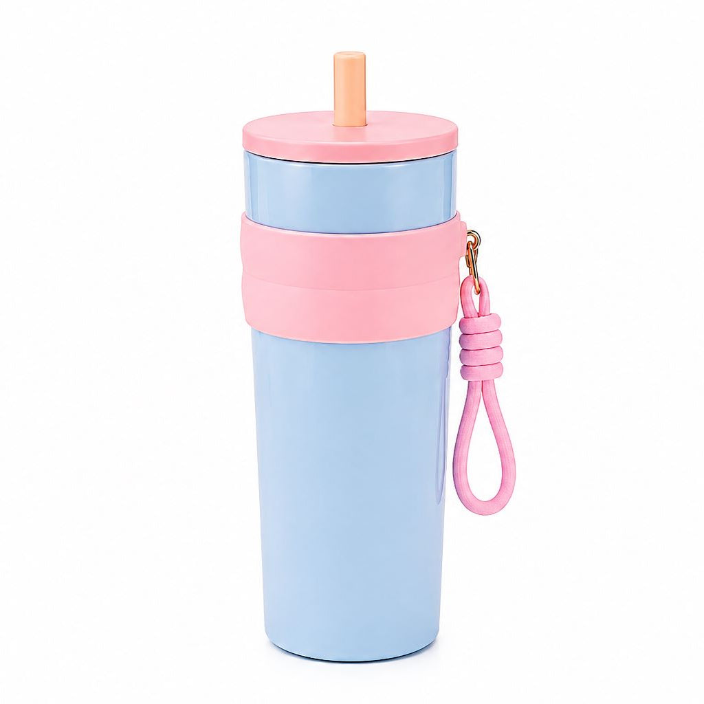 Premium Insulated Tumbler Cup with Straw & Wrist Strap