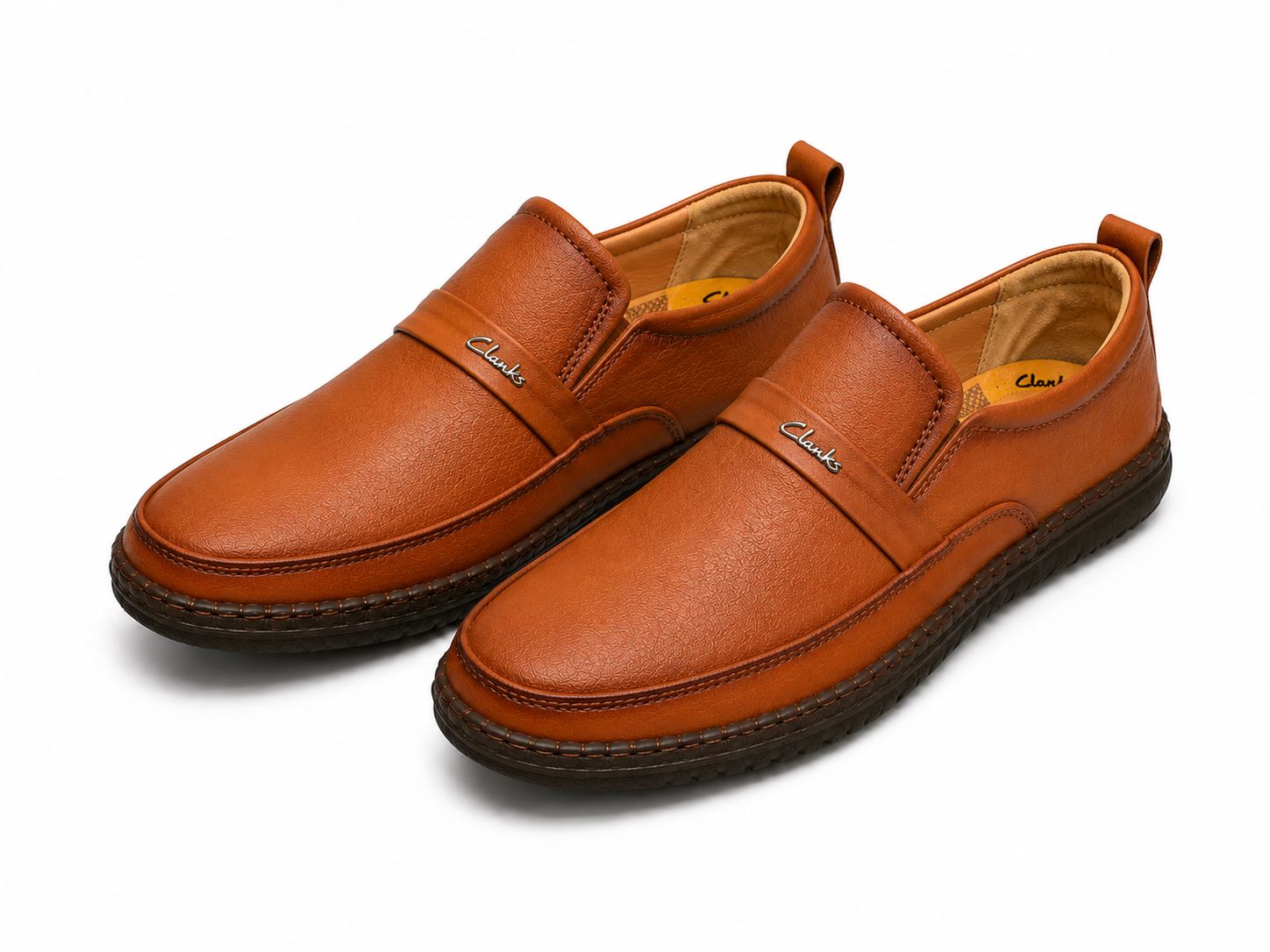 Men's Premium Tan Slip-On Casual Loafers – Soft Comfort Everyday Shoes