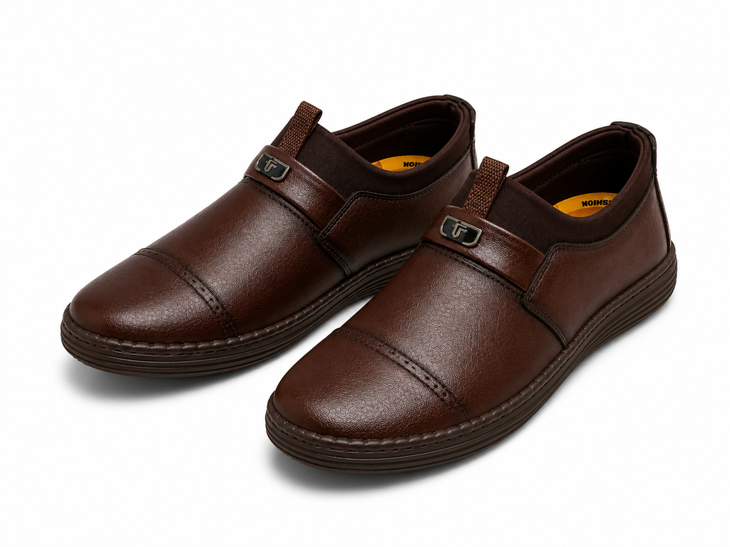 Men's Premium Brown Slip-On Casual Shoes | Soft Comfort | Lightweight Everyday Wear