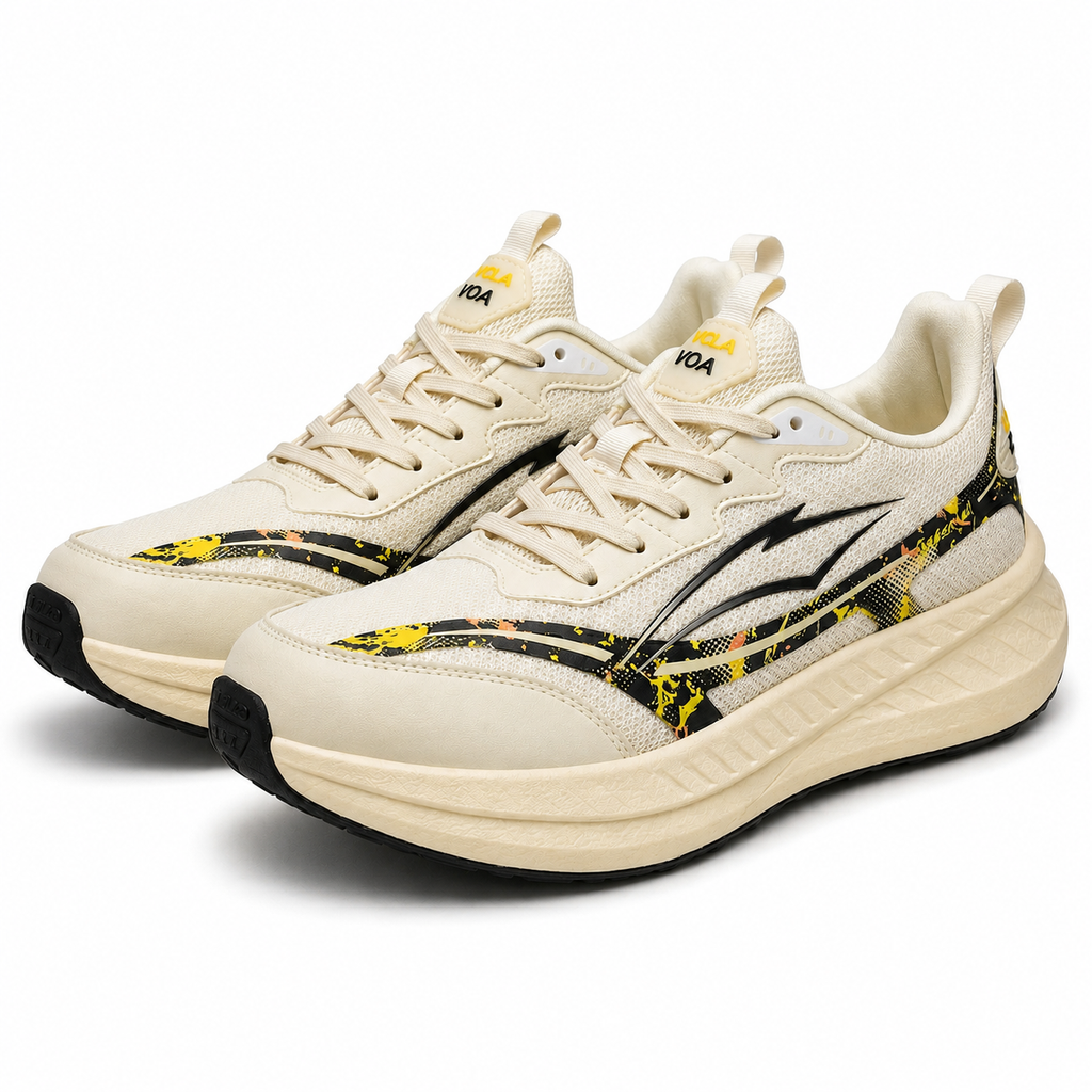 Men's Premium Sports Running Shoes – Lightweight, Comfortable & Stylish Sneakers (Cream/Black)