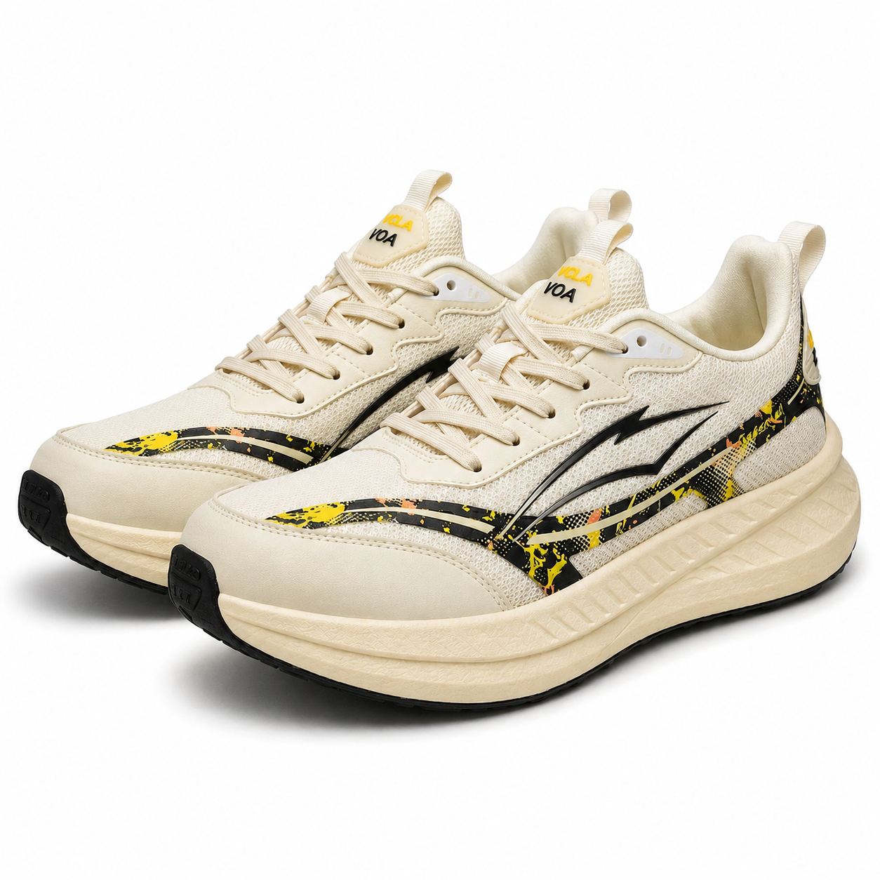 Men's Premium Sports Running Shoes – Lightweight, Comfortable & Stylish Sneakers (Cream/Black)
