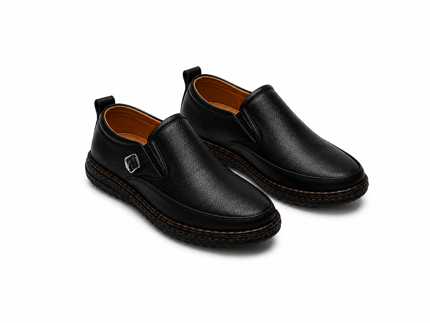 Premium Black Leather Slip-On Loafers for Men – Comfortable Casual Shoes