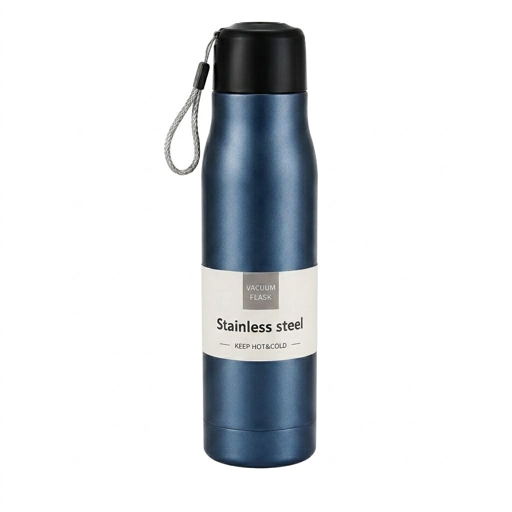 Stainless Steel Vacuum Insulated Flask Water Bottle with Carrying Loop – Keep Hot & Cold (500ml)