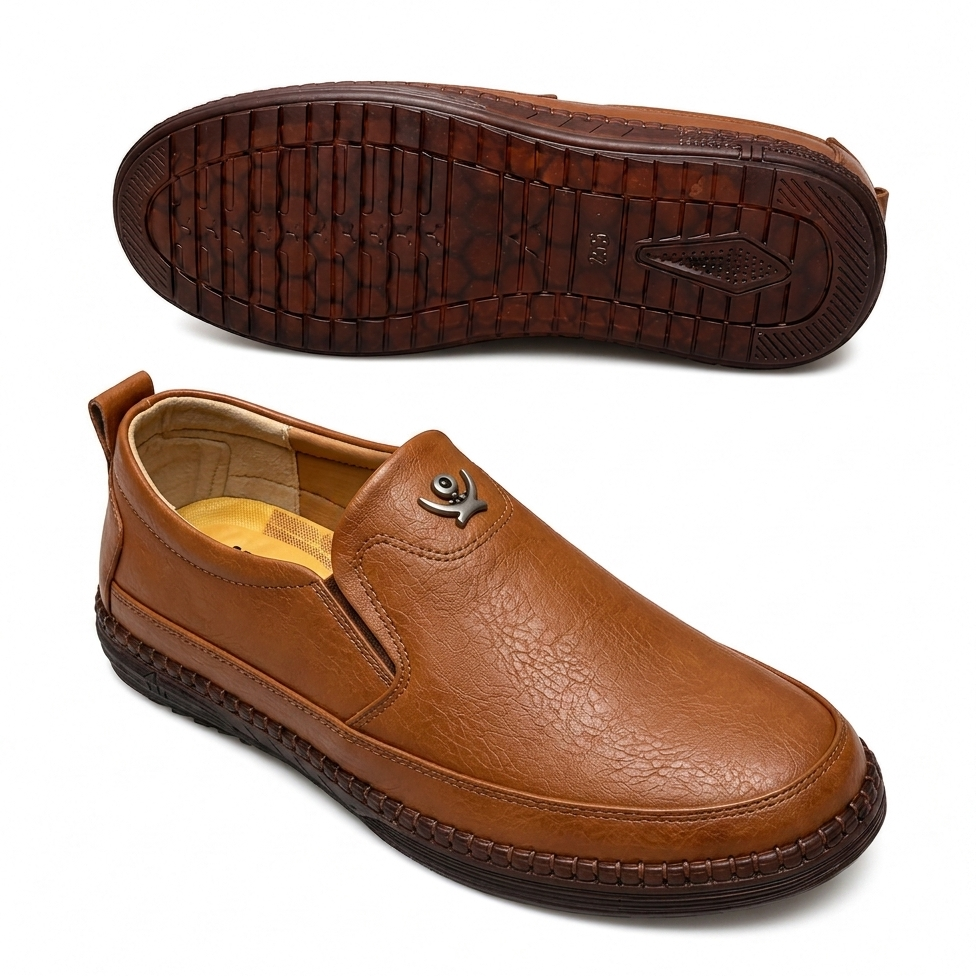 Premium Men’s Casual Slip-On Loafers – Tan Leather Comfort Shoes