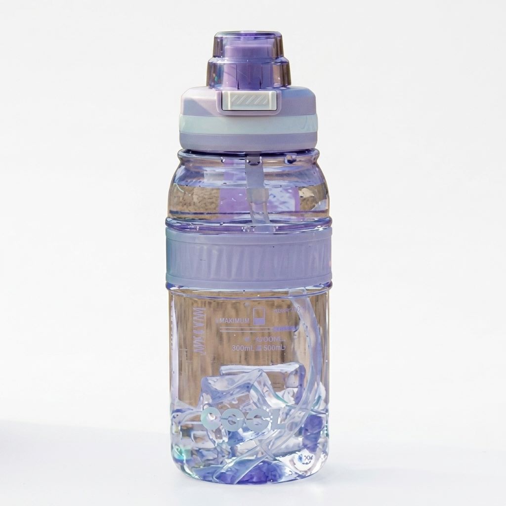 Transparent Sports Water Bottle with Straw, Handle & Wrist Strap – Stylish Reusable Water Bottle