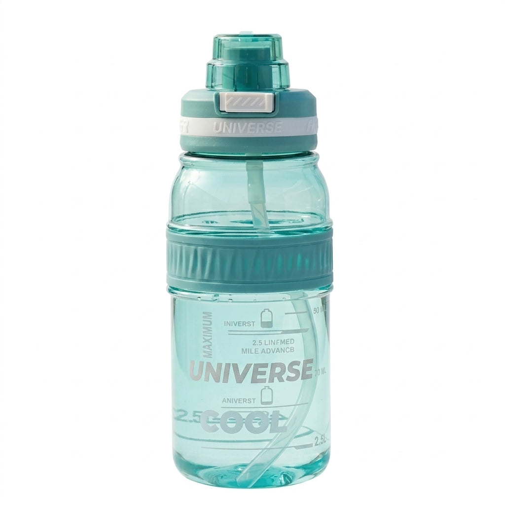 Transparent Sports Water Bottle with Straw, Handle & Wrist Strap – Stylish Reusable Water Bottle