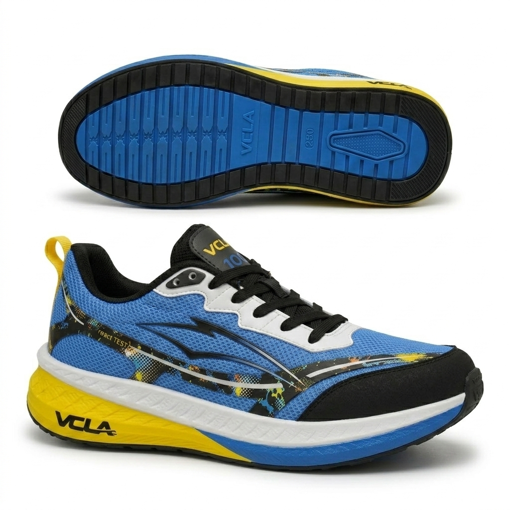 VCLA Neo-Strike Premium Men's Running Shoes – Electric Blue & Yellow