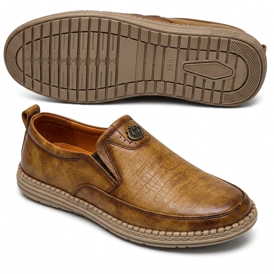 Men’s Premium Camel Suede Slip-On Loafers – Elegant Casual Comfort Shoes