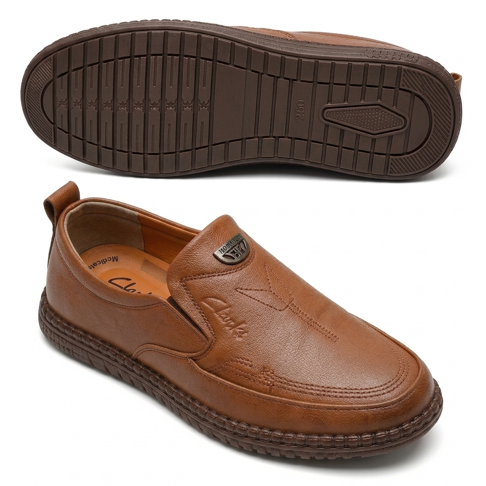 Clarks Style Premium Brown Slip-On Loafers – Soft Comfortable Casual Shoes for Men