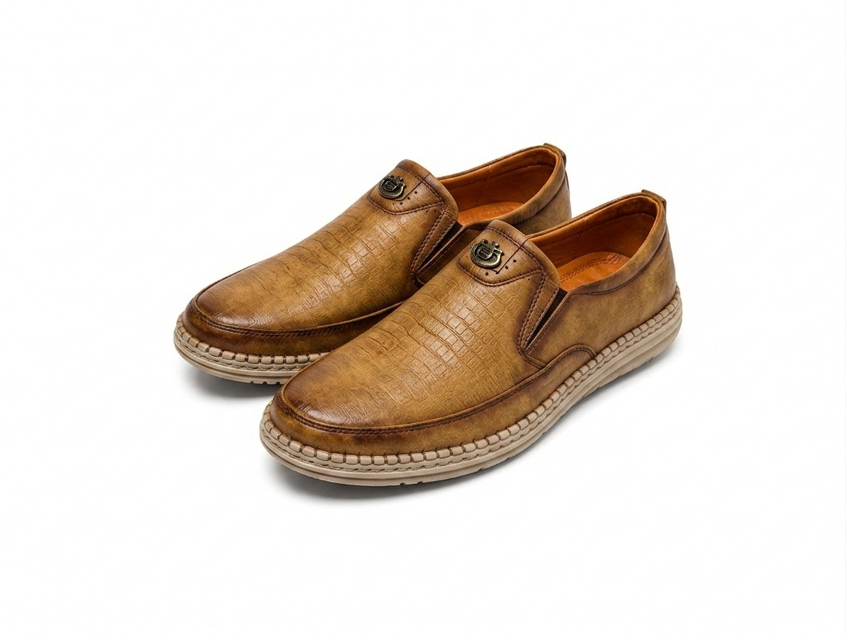 Men’s Premium Camel Suede Slip-On Loafers – Elegant Casual Comfort Shoes