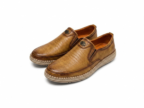 Men’s Premium Camel Suede Slip-On Loafers – Elegant Casual Comfort Shoes