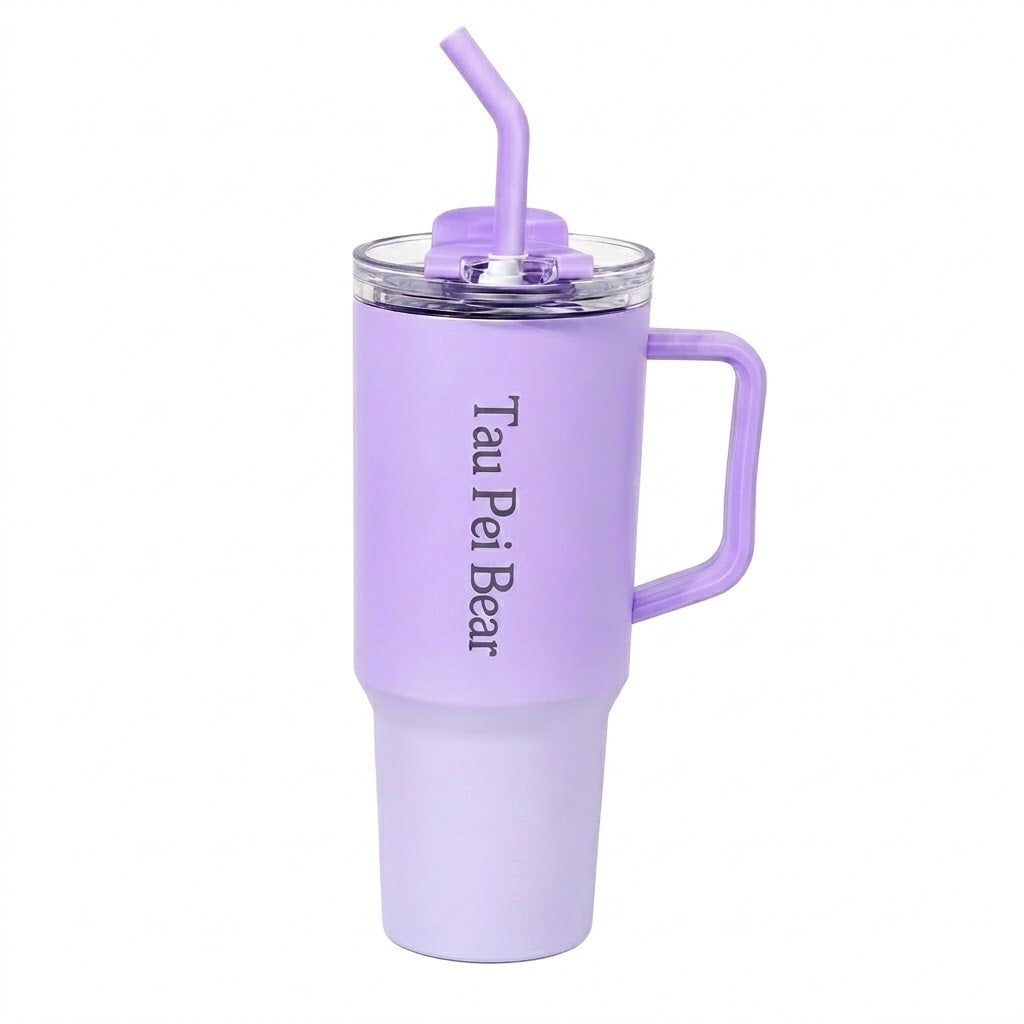40oz Insulated Stainless Steel Tumbler with Handle & Straw Lid – Lavender Purple