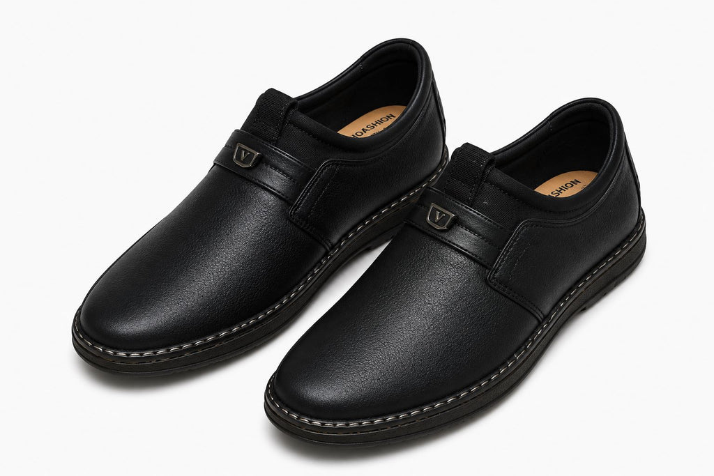 Premium Black Slip-On Casual Shoes for Men | Soft Comfort | Lightweight Everyday Wear